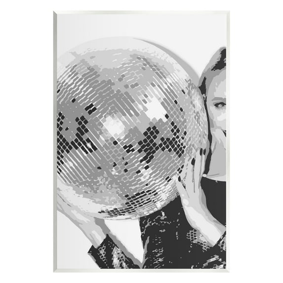 Stupell Industries Vintage Woman Holding Disco Ball Beauty & Fashion Painting Unframed Art Print Wall Art