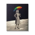 thumbnail image 1 of Stupell Industries Vintage Woman Outer Space Moon Rainbow Umbrella Canvas Wall Art, 24 x 30, Design by Daniel Sproul, 1 of 5