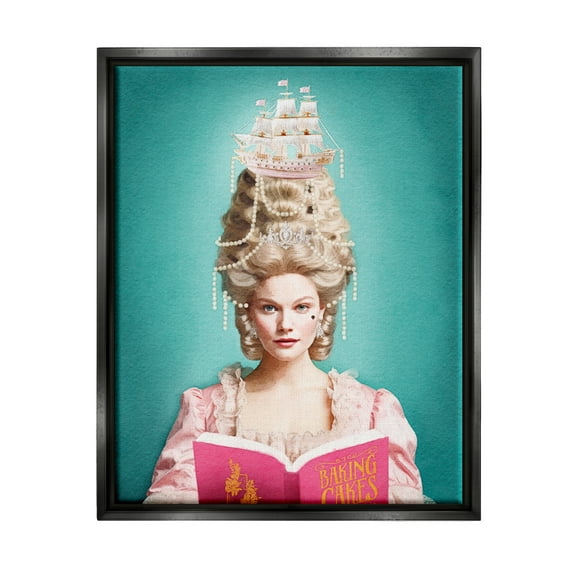 Stupell Industries Vintage Woman Reading Literature & Flim Painting Black Floater Framed Canvas Art Print Wall Art, 17 x 21