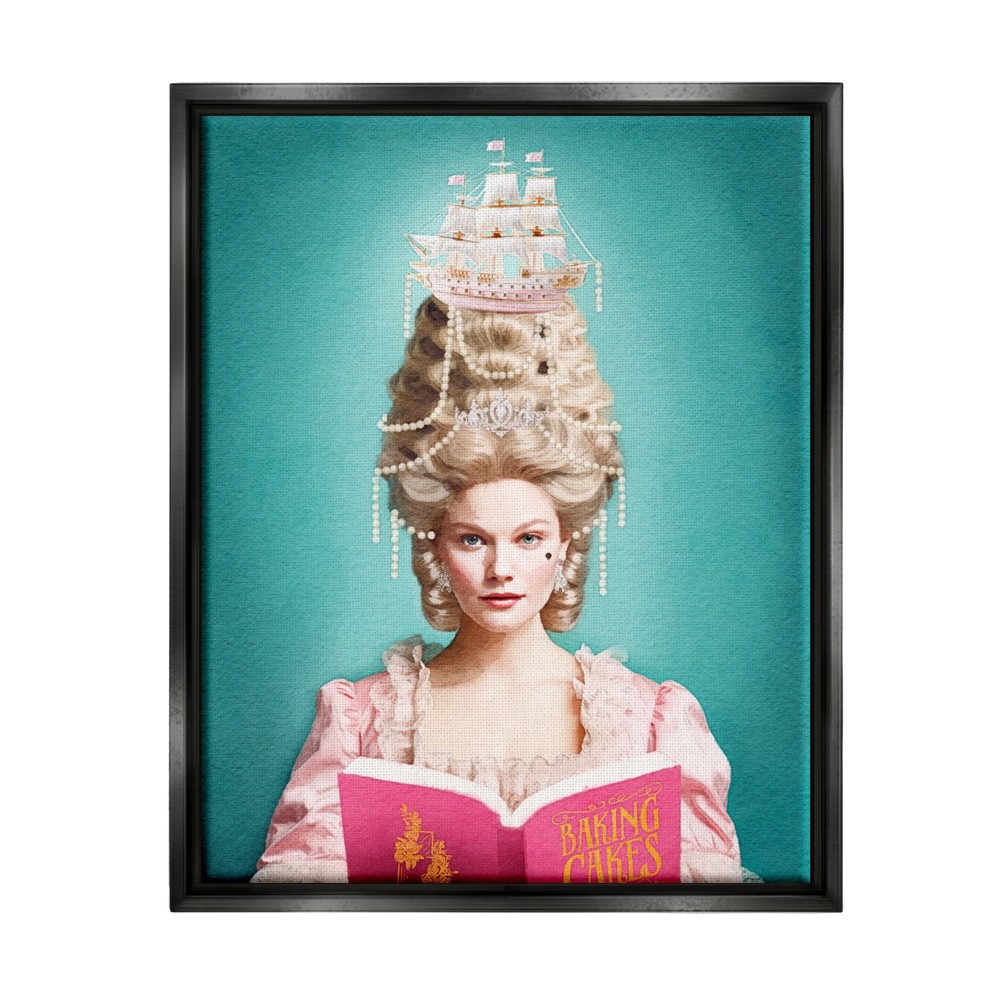 Stupell Industries Vintage Woman Reading Literature & Flim Painting Black Floater Framed Canvas Art Print Wall Art, 25 x 31