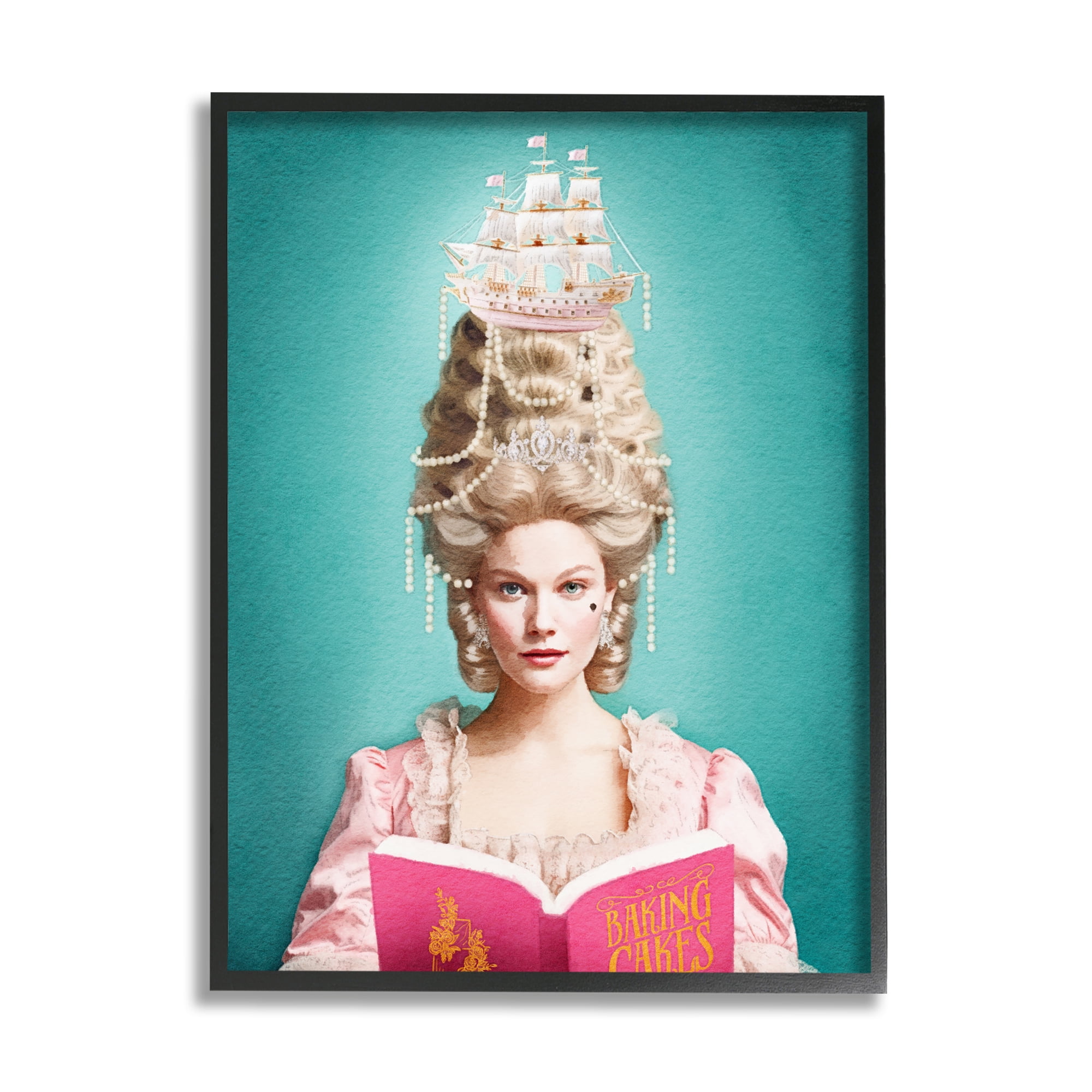 Stupell Industries Vintage Woman Reading Literature & Flim Painting Black Framed Art Print Wall Art, 16 x 20
