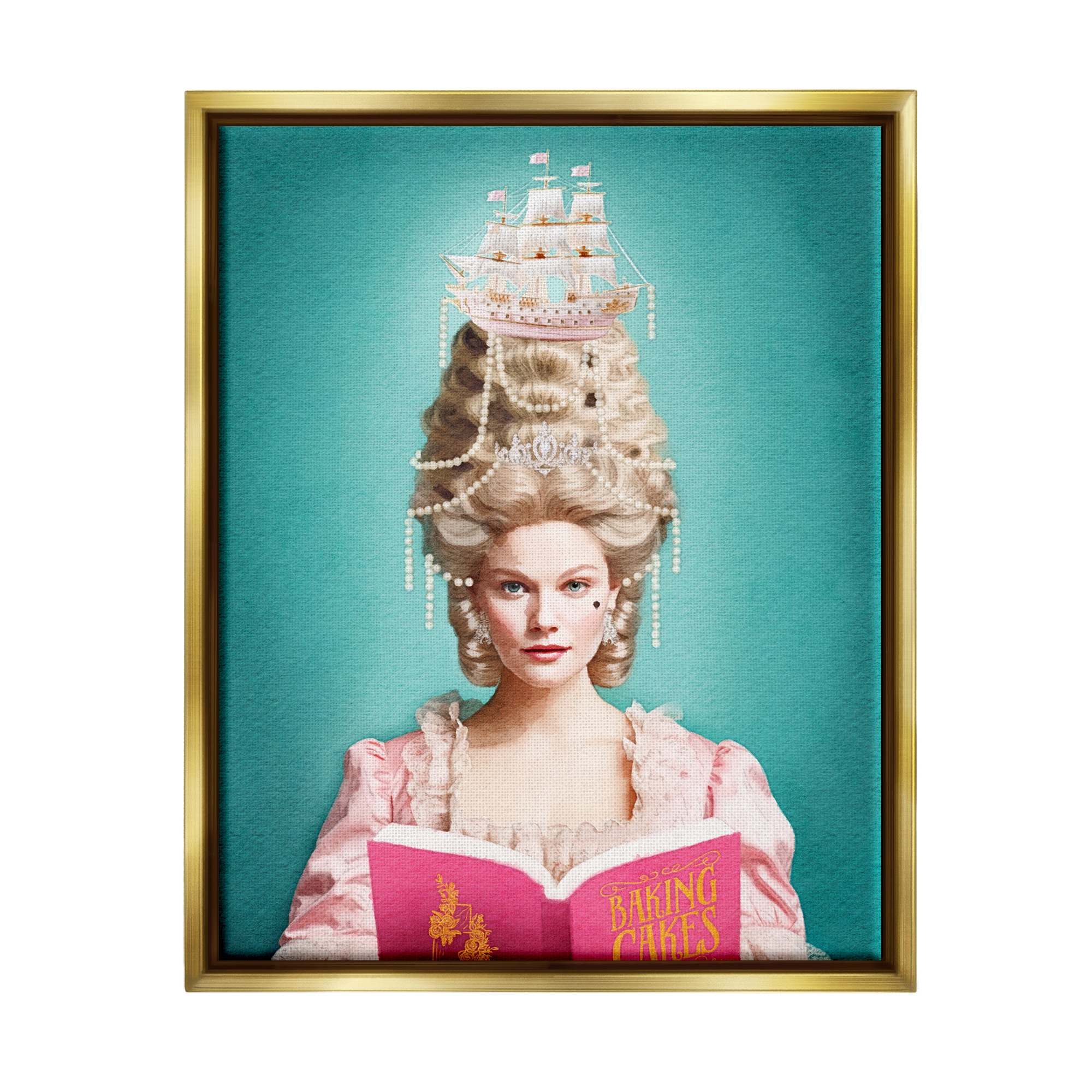 Stupell Industries Vintage Woman Reading Literature & Flim Painting Gold Floater Framed Canvas Art Print Wall Art, 17 x 21