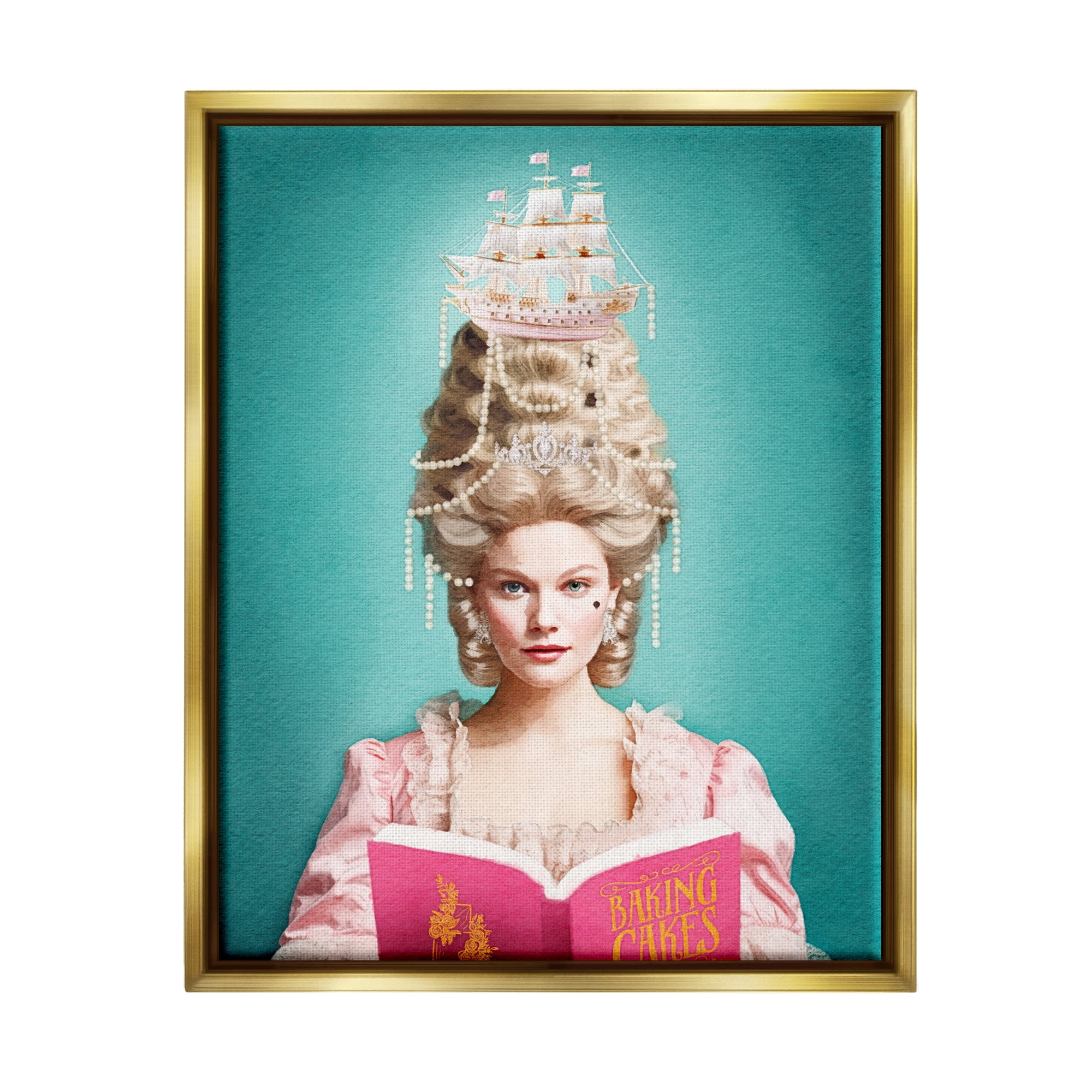 Stupell Industries Vintage Woman Reading Literature & Flim Painting Gold Floater Framed Canvas Art Print Wall Art, 25 x 31
