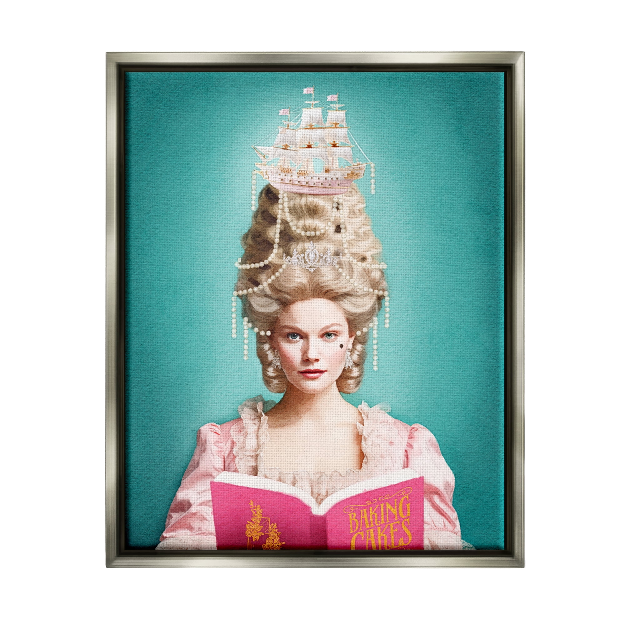 Stupell Industries Vintage Woman Reading Literature & Flim Painting Gray Floater Framed Canvas Art Print Wall Art, 25 x 31