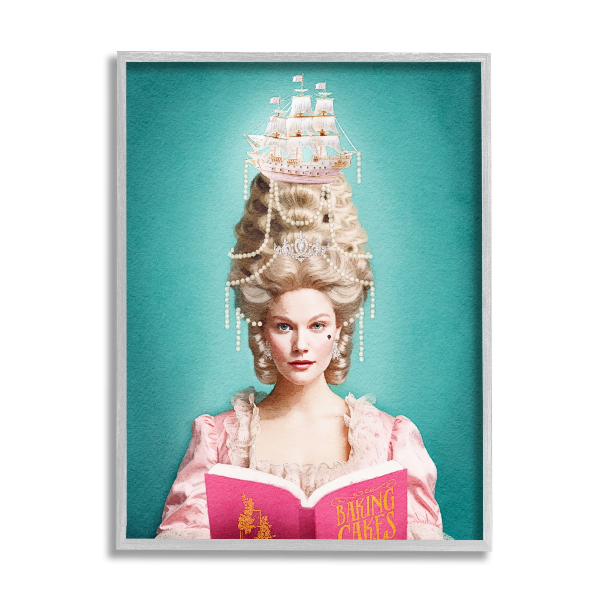 Stupell Industries Vintage Woman Reading Literature & Flim Painting Gray Framed Art Print Wall Art, 24 x 30