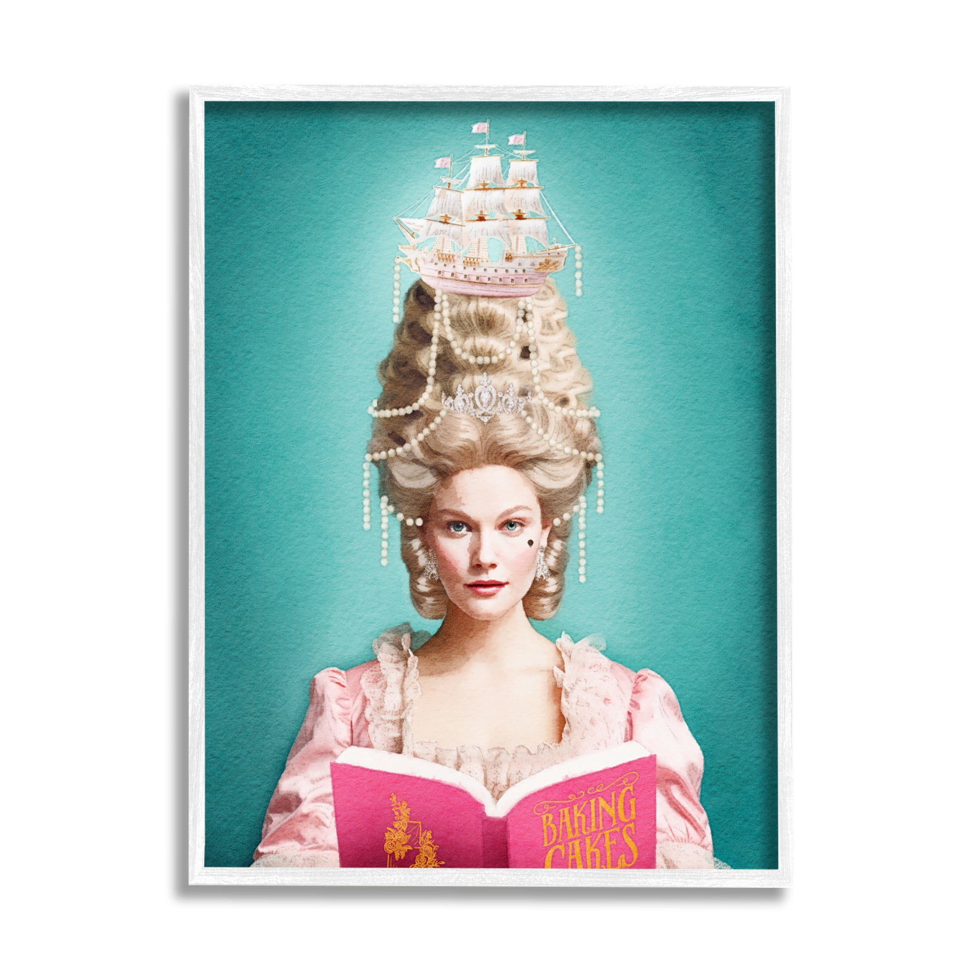 Stupell Industries Vintage Woman Reading Literature & Flim Painting White Framed Art Print Wall Art, 11 x 14