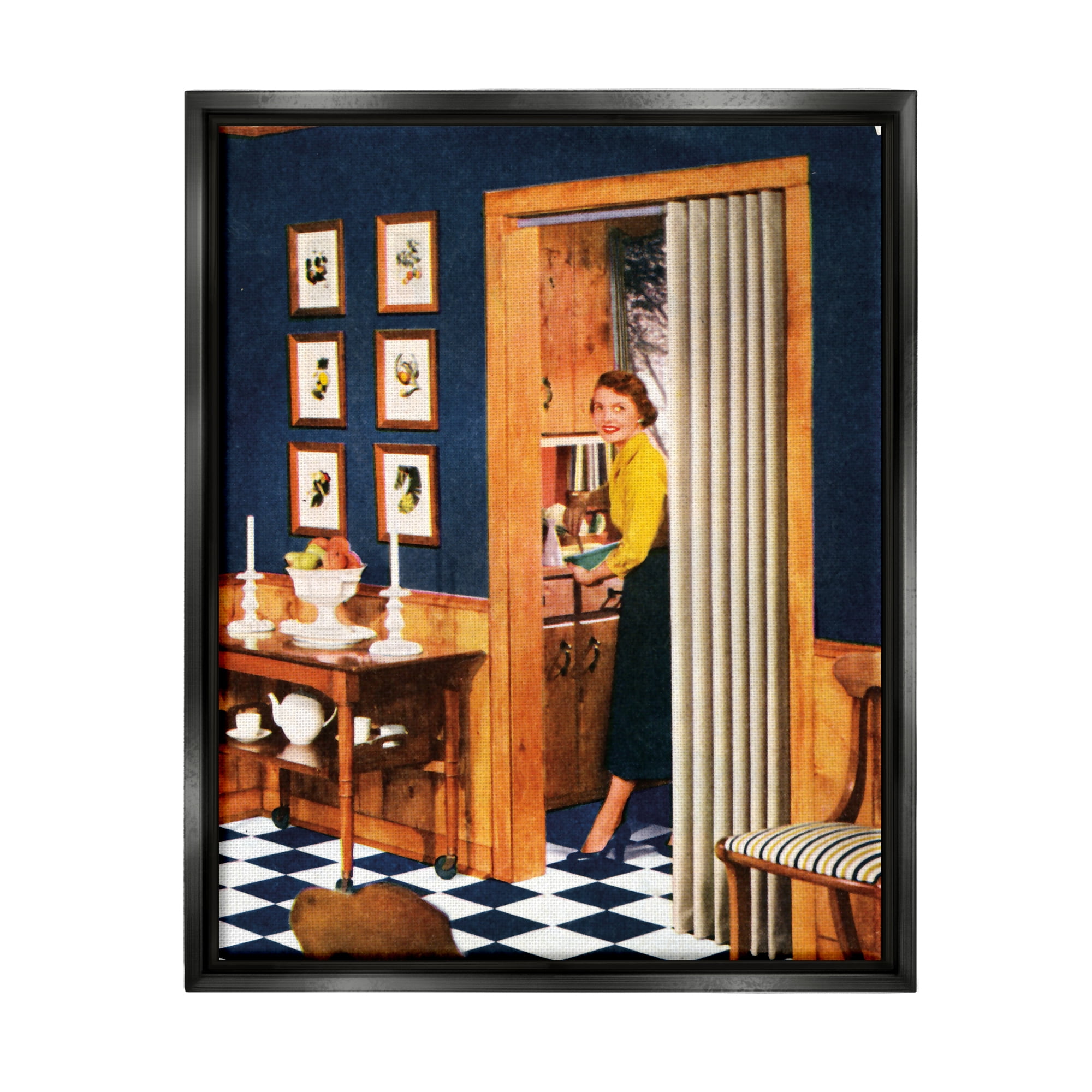 Stupell Industries Vintage Woman Scenery Beauty & Fashion Painting Black Floater Framed Canvas Art Print Wall Art, 25 x 31