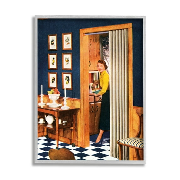 Stupell Industries Vintage Woman Scenery Beauty & Fashion Painting Gray Framed Art Print Wall Art, 11 x 14