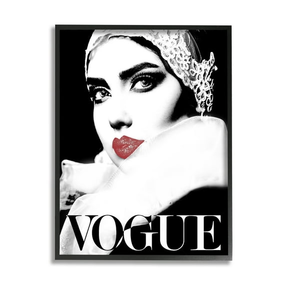 Stupell Industries Vintage Women's Fashion Advertisement Red Lips Chic Portrait, 11 x 14, Design by Ziwei Li