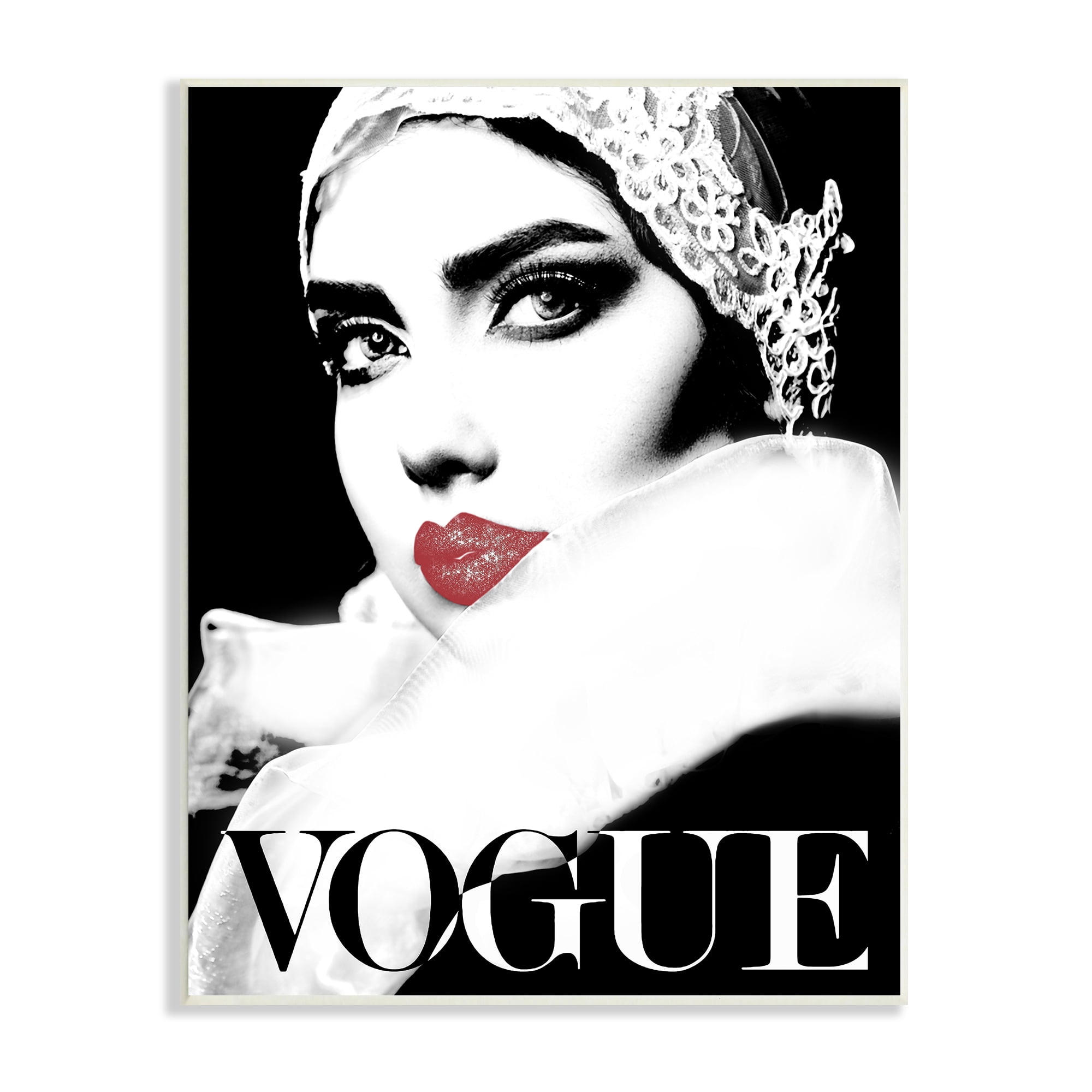 Stupell Industries Vintage Women's Fashion Advertisement Red Lips Chic Portrait, 13 x 19, Design by Ziwei Li