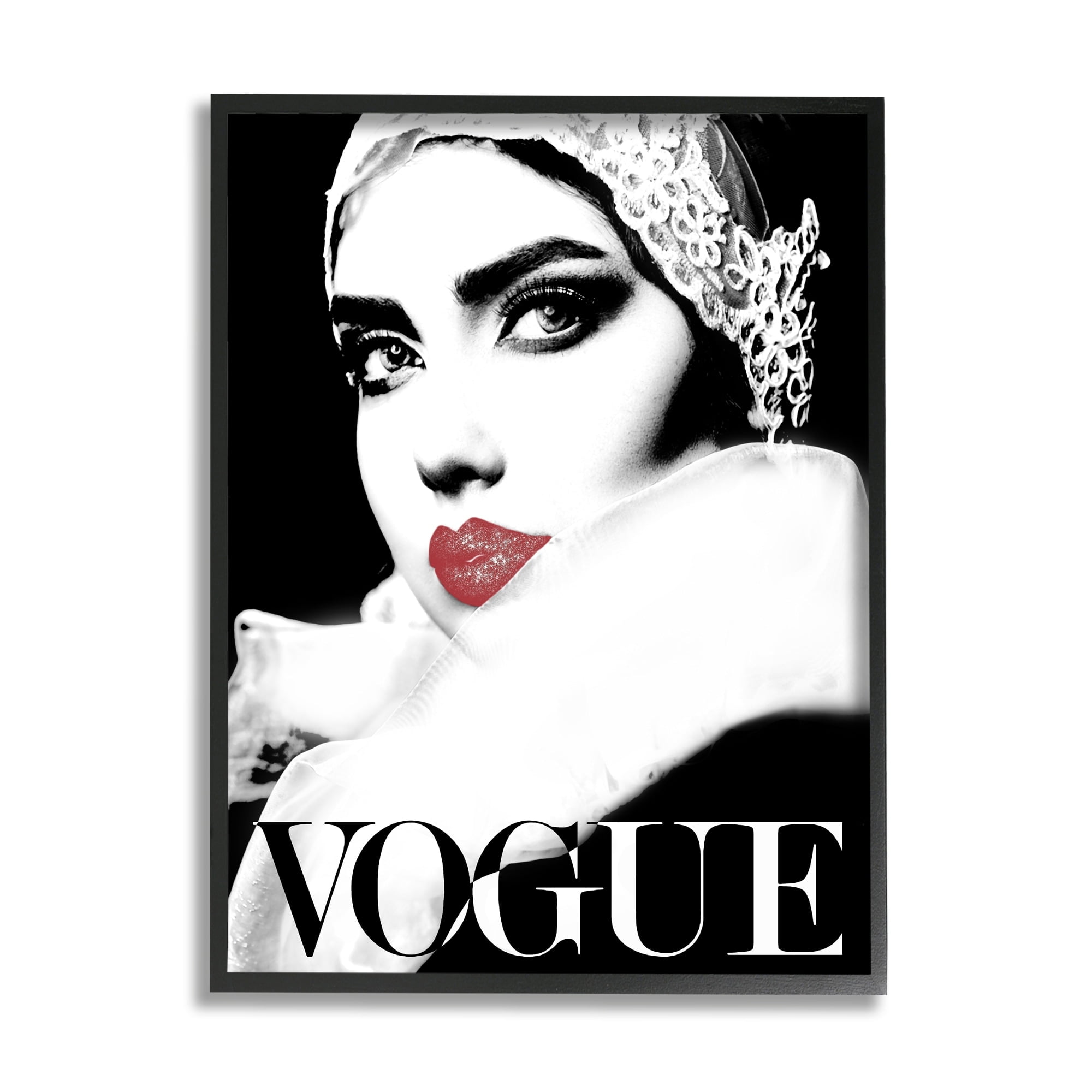 Stupell Industries Vintage Women's Fashion Advertisement Red Lips Chic Portrait, 24 x 30, Design by Ziwei Li