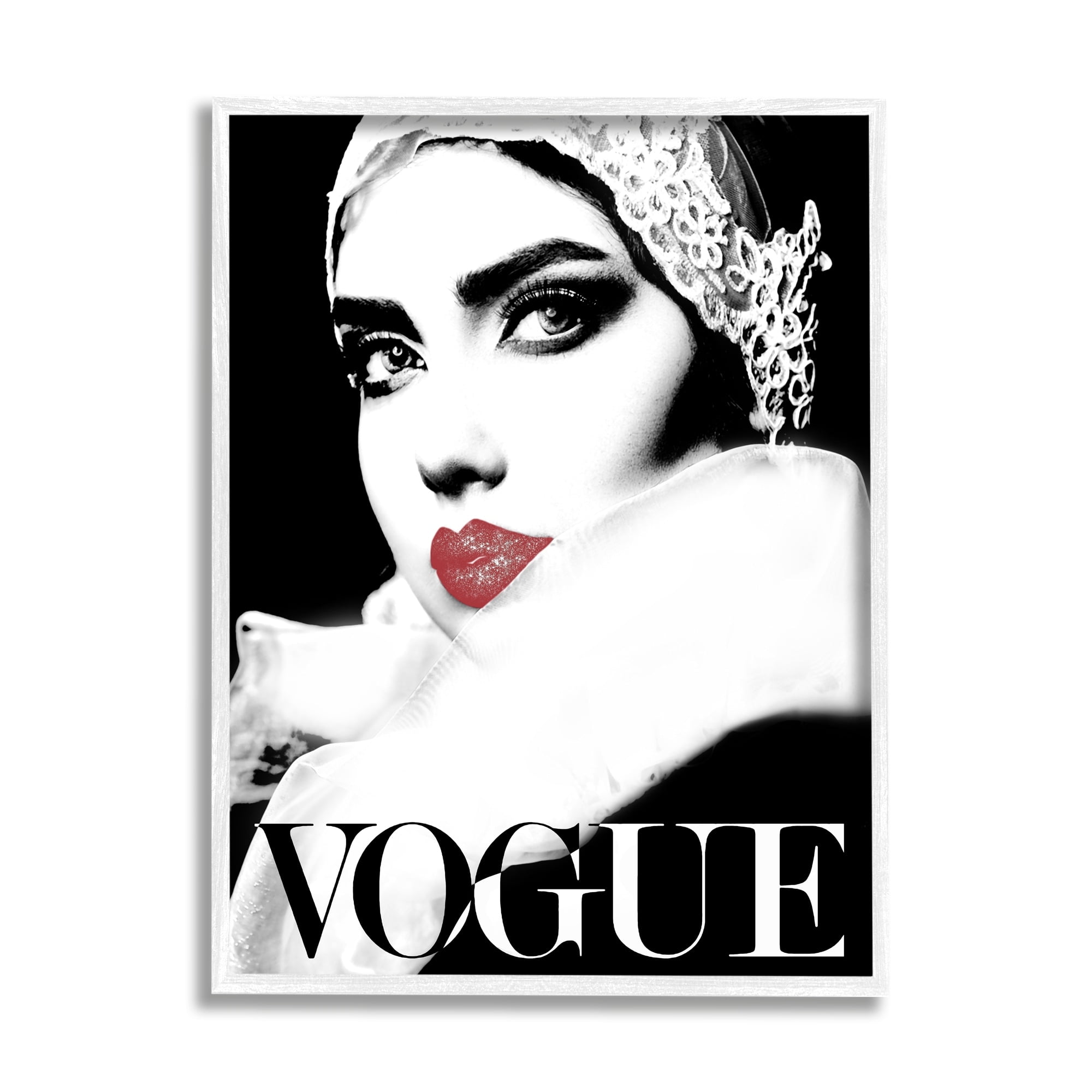 Stupell Industries Vintage Women's Fashion Advertisement Red Lips Chic Portrait, 24 x 30, Design by Ziwei Li