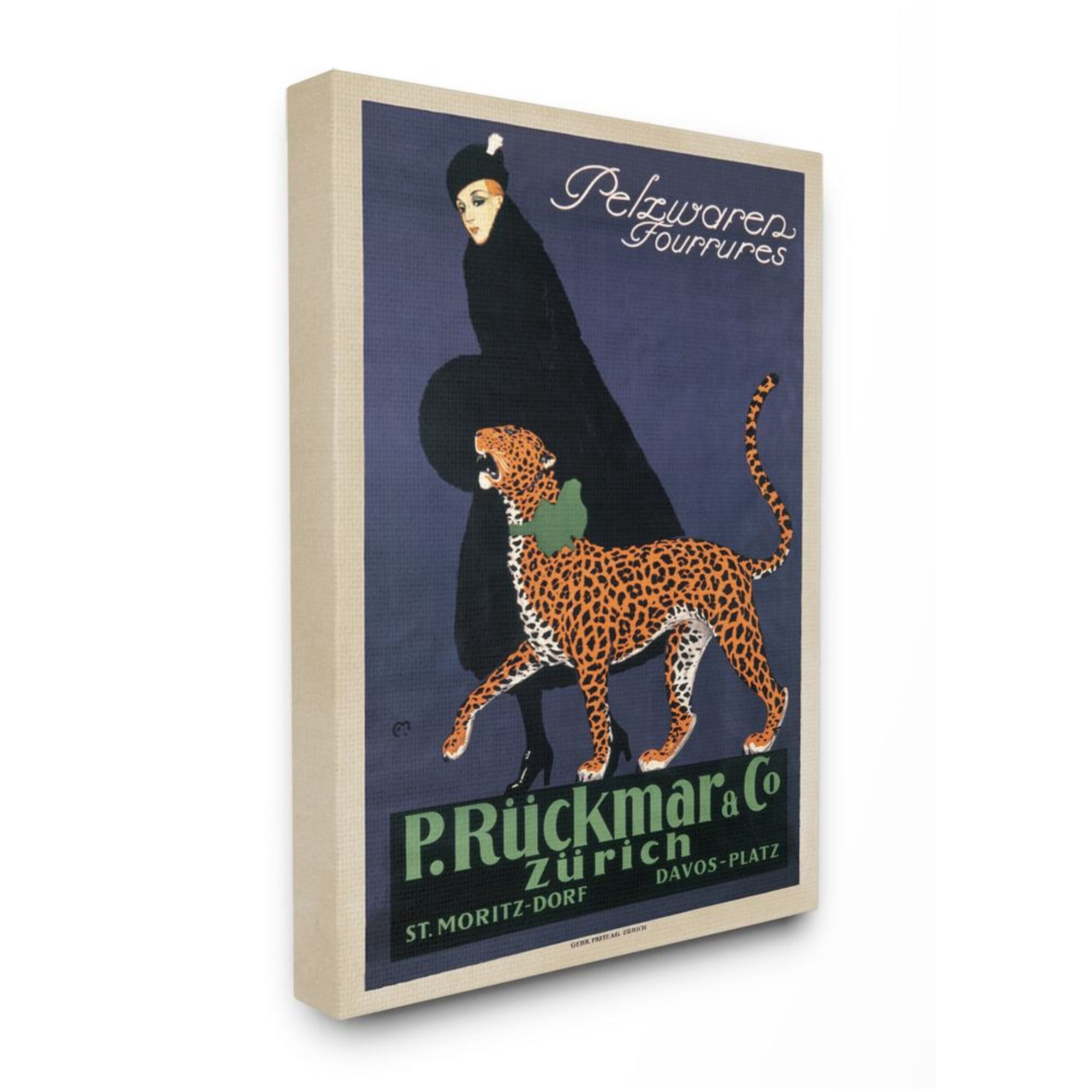 Stupell Industries Vintage Women's Fashion Campaign with Leopard Design by Ernest Montaut, 30" x 40"