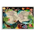 thumbnail image 1 of Stupell Industries Vintage World Hemisphere Map Vibrant Marine Animal Illustrations, 15 x 10,Design by Sangita Bachelet, 1 of 6