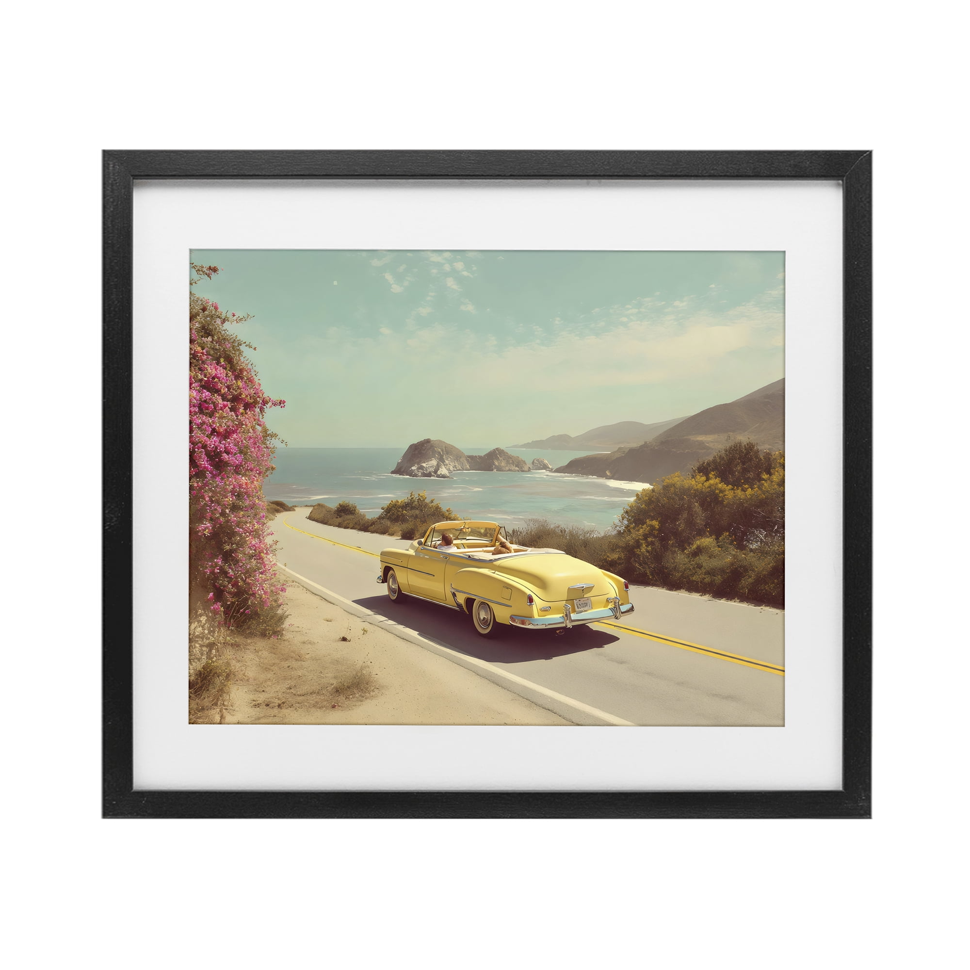 Stupell Industries Vintage Yellow Ride Black Framed Print Under Glass, design by Franklyn Gregory
