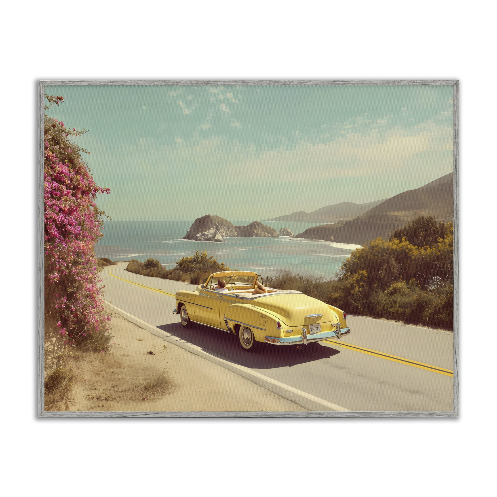Stupell Industries Vintage Yellow Ride Gray Framed Giclee Art, design by Franklyn Gregory