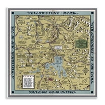Stupell Industries Vintage Yellowstone Map History & Language Painting Unframed Art Print Wall Art, 12 x 12