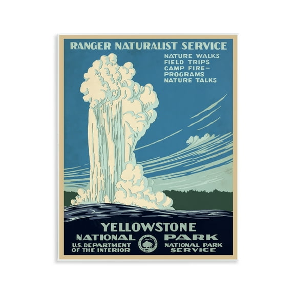 Stupell Industries Vintage Yellowstone Poster Landscape Painting Unframed Art Print Wall Art, 11 x 14
