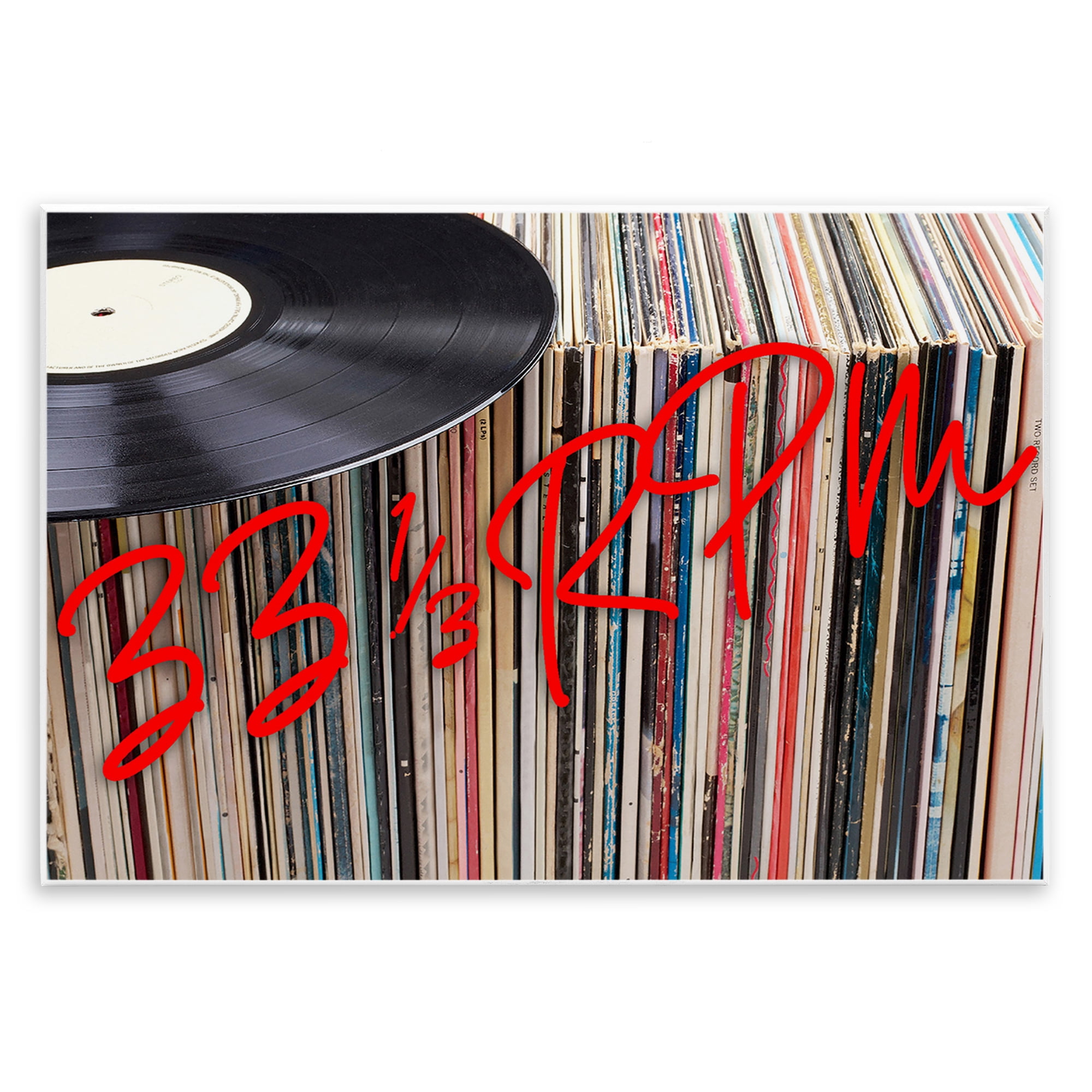 Stupell Industries Vinyl Record Stack Collection Wall Plaque Art, design by Lil' Rue