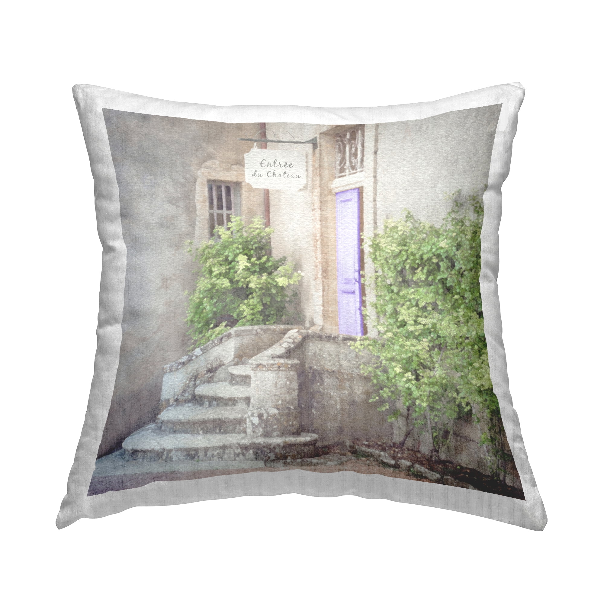 Stupell Industries Violet Door Architecture Square Decorative Printed Throw Pillow, 18 x 18