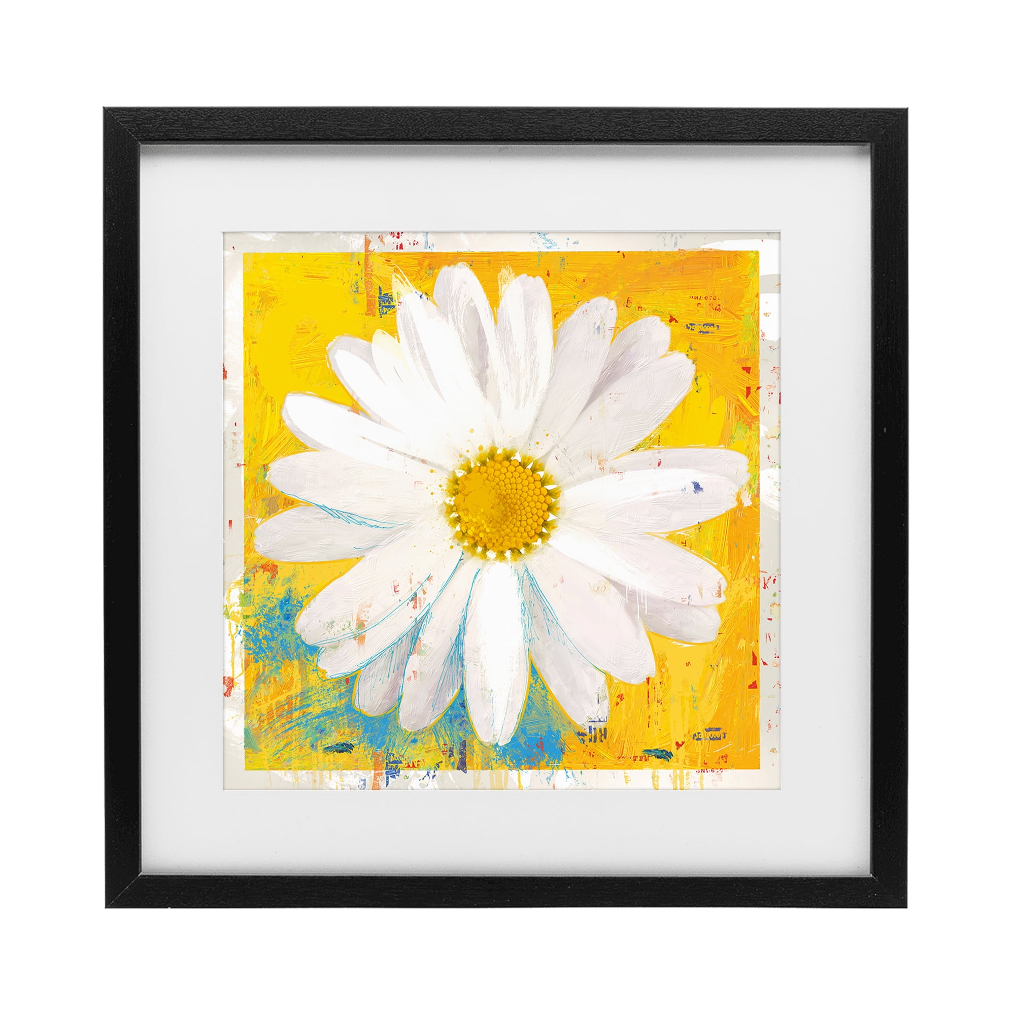 Stupell Industries Violet's Daisy on Yellow Black Framed Print Under Glass, design by Porter Hastings