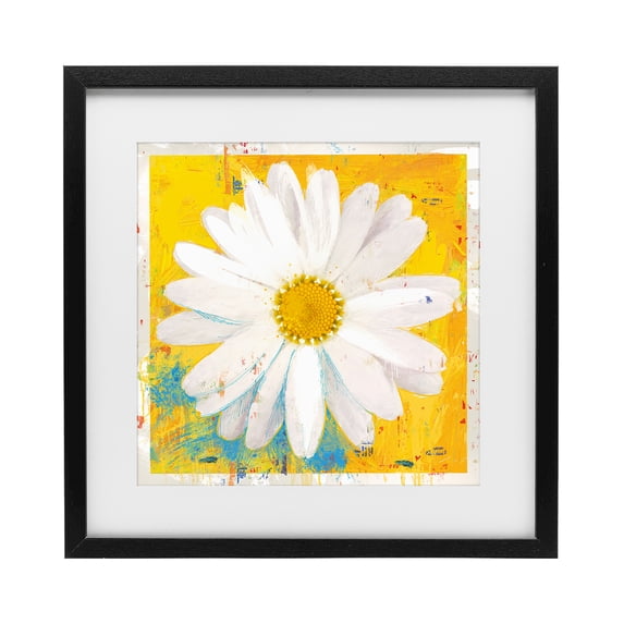 Stupell Industries Contemporary Violet's Daisy on Yellow Black Framed Print Under Glass, 13 x 13, by Porter Hastings