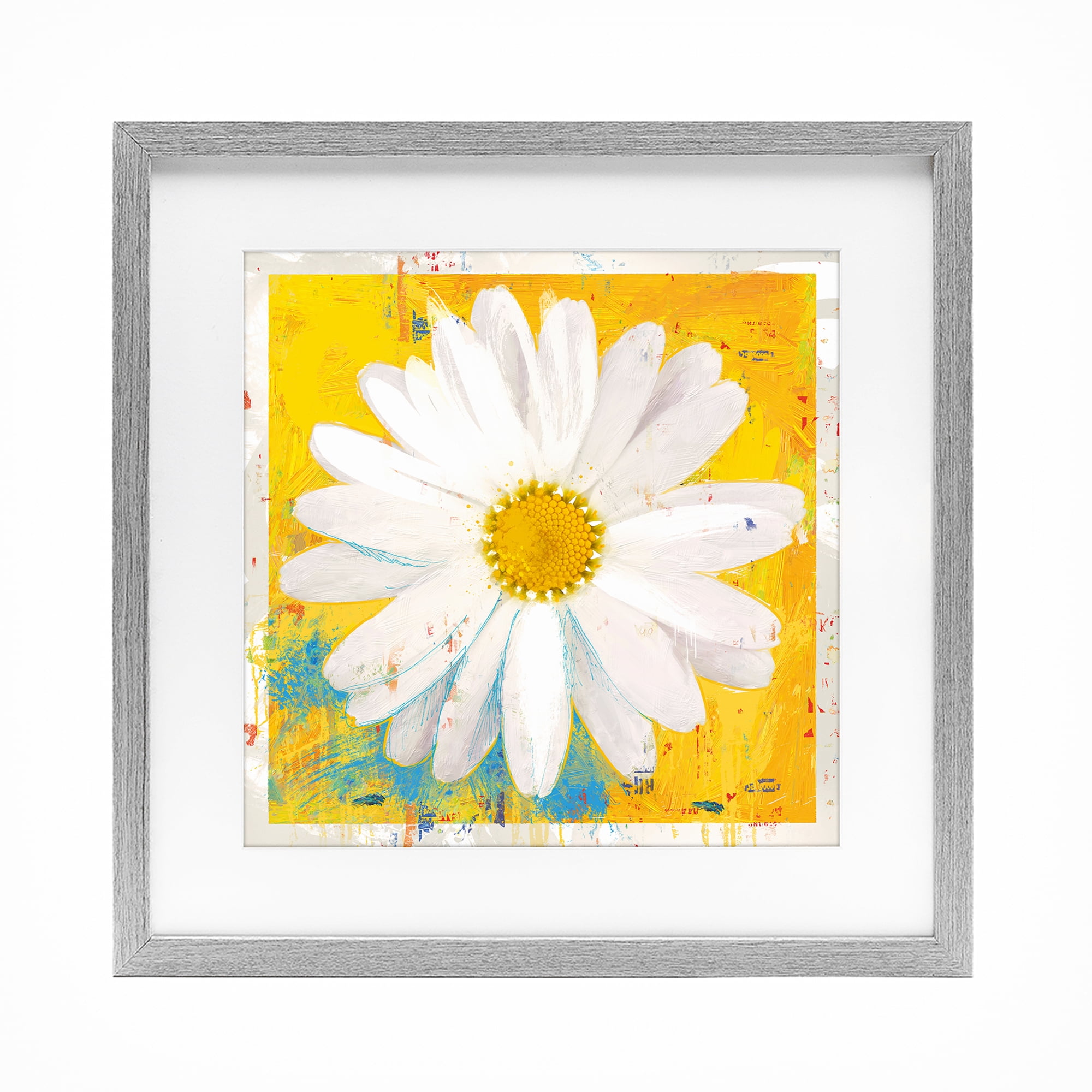 Stupell Industries Violet's Daisy on Yellow Gray Framed Print Under Glass, design by Porter Hastings