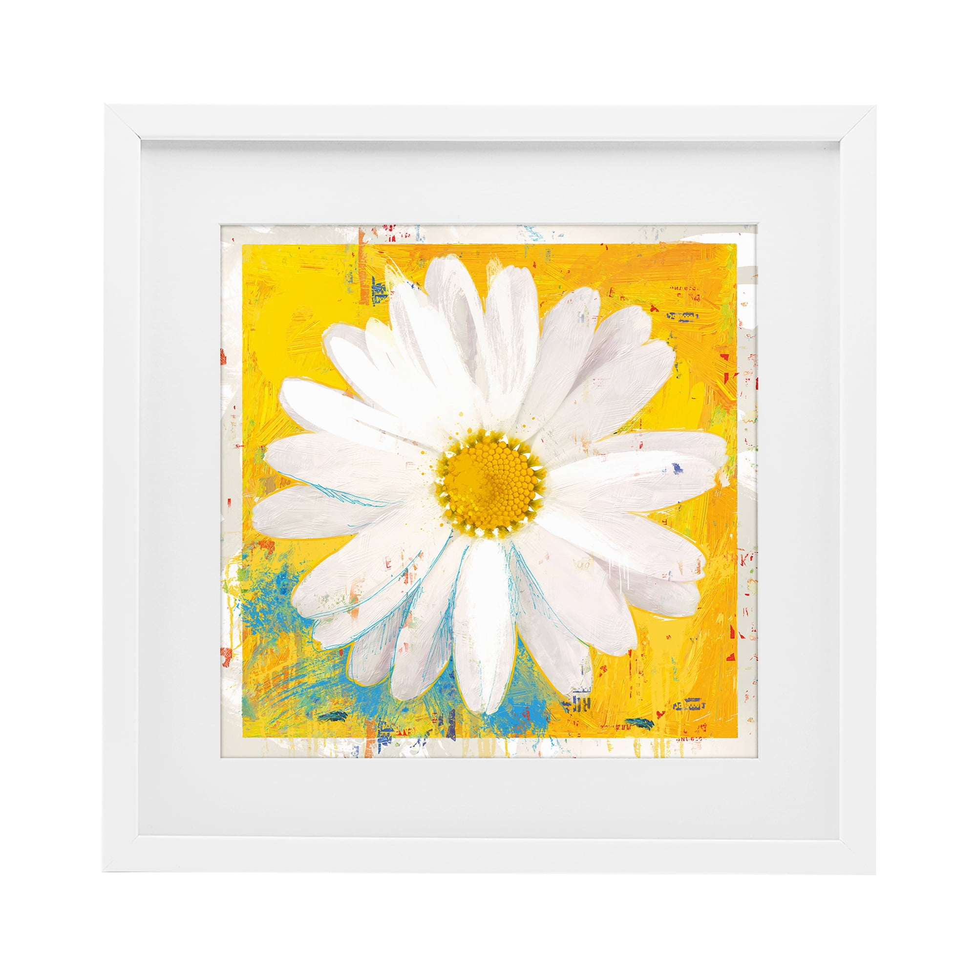 Stupell Industries Violet's Daisy on Yellow White Framed Print Under Glass, design by Porter Hastings