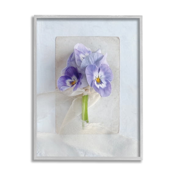 Stupell Industries Violets Wrapped in Sheer Soft Country Floral Photography Gray Framed Art Print Wall Art, 11x14, by Sarah Gardner