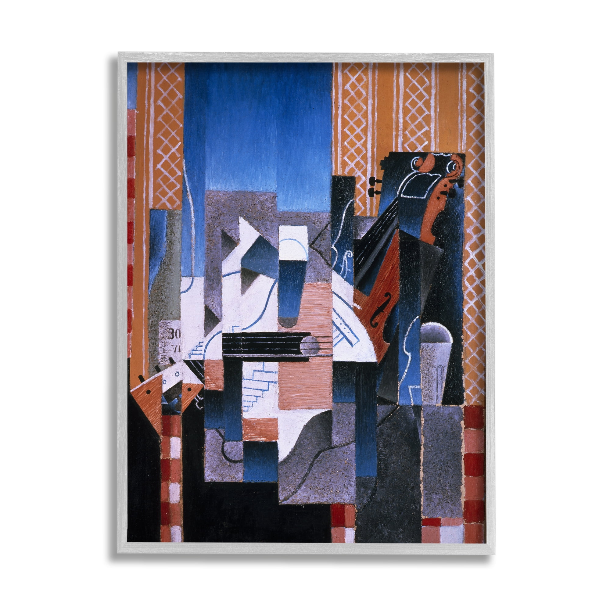Stupell Industries Violon et Guitare Juan Gris Classic Abstract Painting Painting Gray Framed Art Print Wall Art, Design by one1000paintings