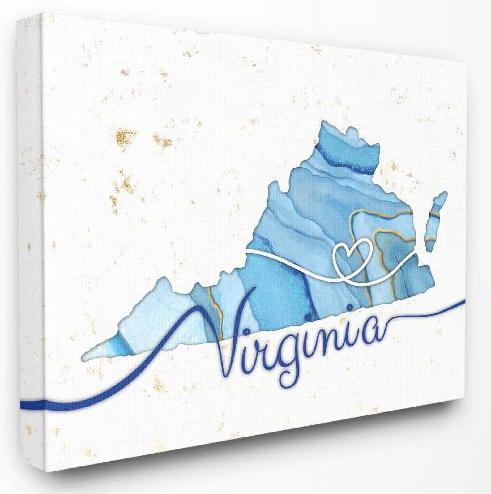 Stupell Industries Virginia Agate Blue US State Design Canvas Wall Art by Ziwei Li