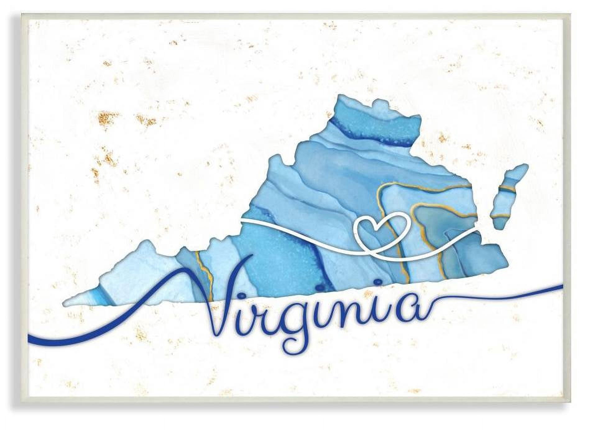 Stupell Industries Virginia Agate Blue US State Design Wall Plaque by Ziwei Li