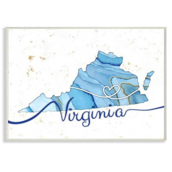Stupell Industries Virginia Agate Blue US State Design Wall Plaque by Ziwei Li