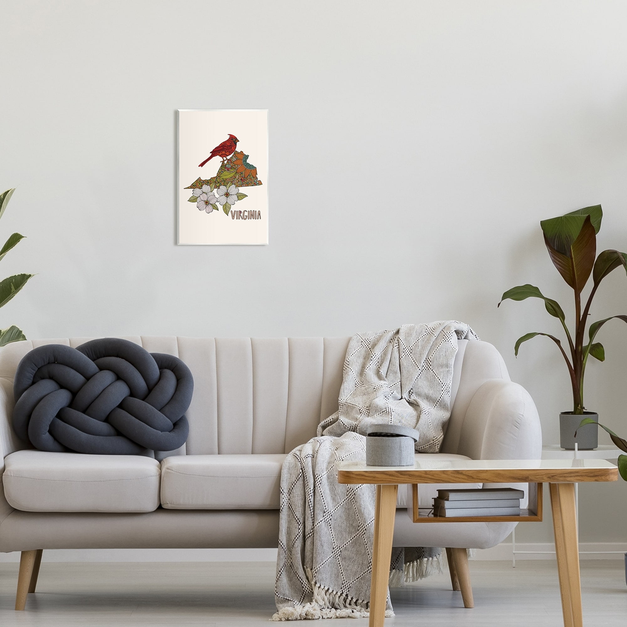 Stupell Industries Virginia Cardinal Bird Intricate Dogwood Floral Pattern Graphic Art Unframed Art Print Wall Art, Design by Valentina Harper