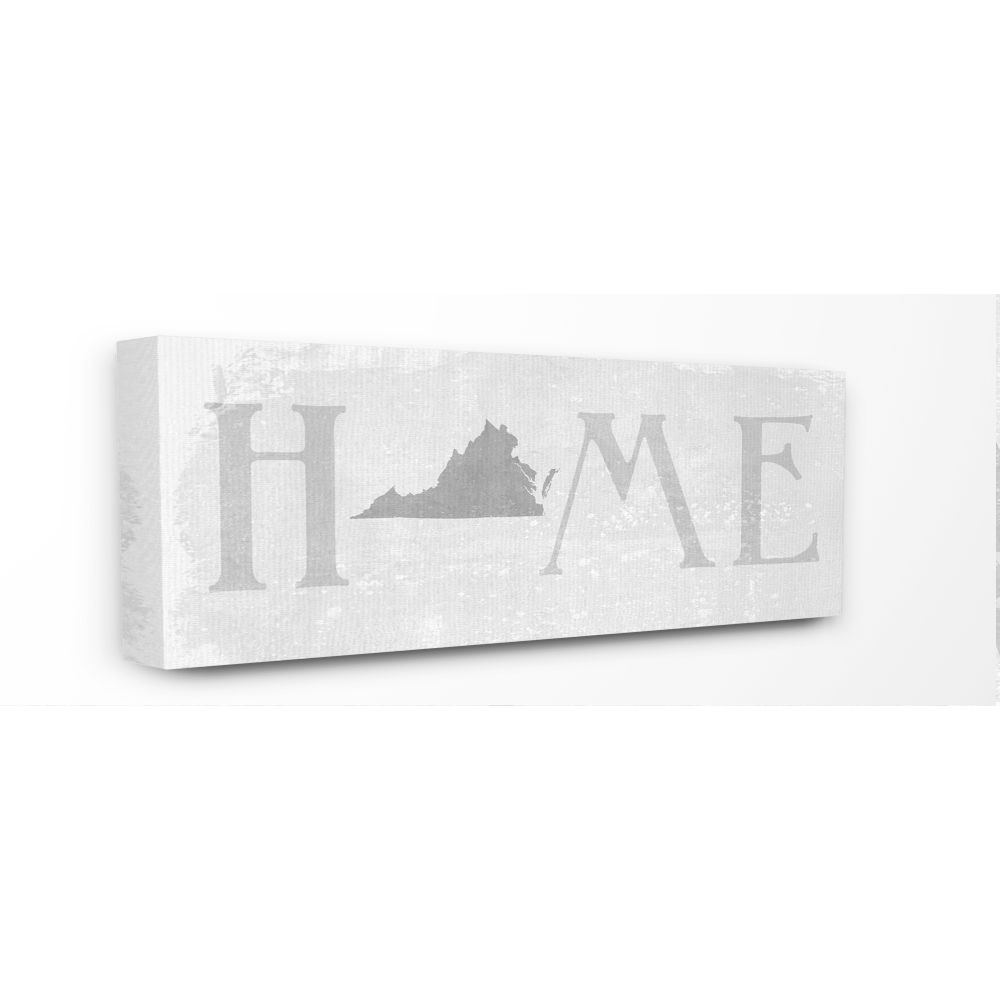 Stupell Industries Virginia Home State Map Grey Neutral Textured Word Design Canvas Wall Art by Daphne Polselli