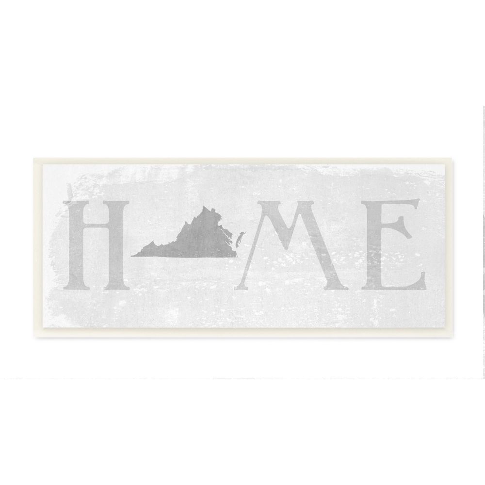 Stupell Industries Virginia Home State Map Grey Neutral Textured Word Design Wall Plaque Art by Daphne Polselli