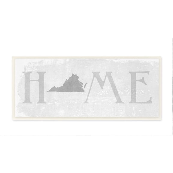 Stupell Industries Virginia Home State Map Grey Neutral Textured Word Design Wall Plaque Art by Daphne Polselli