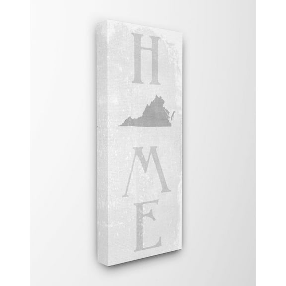 Stupell Industries Virginia Home State Map Grey Textured Word Design Canvas Wall Art by Daphne Polselli