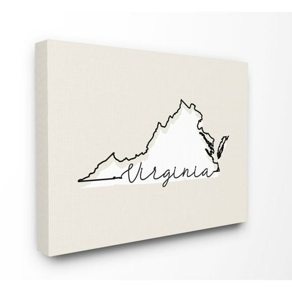 Stupell Industries Virginia Home State Map Neutral Print Design Canvas Wall Art by Daphne Polselli