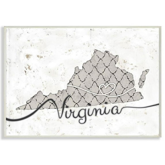 Stupell Industries Virginia Patterned Grey US State Design Wall Plaque by Ziwei Li