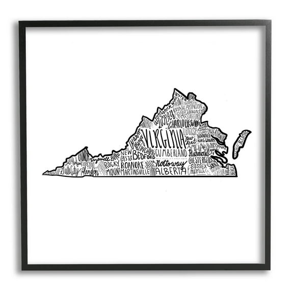 Stupell Industries Virginia Typography Cities Graphic Art Black Framed Art Print Wall Art, Design by The Saturday Evening Post