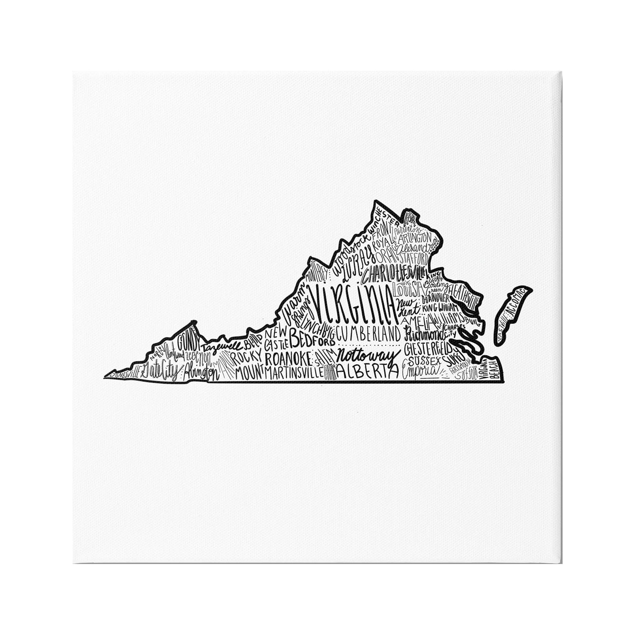 Stupell Industries Virginia Typography Cities Graphic Art Gallery Wrapped Canvas Print Wall Art, Design by The Saturday Evening Post