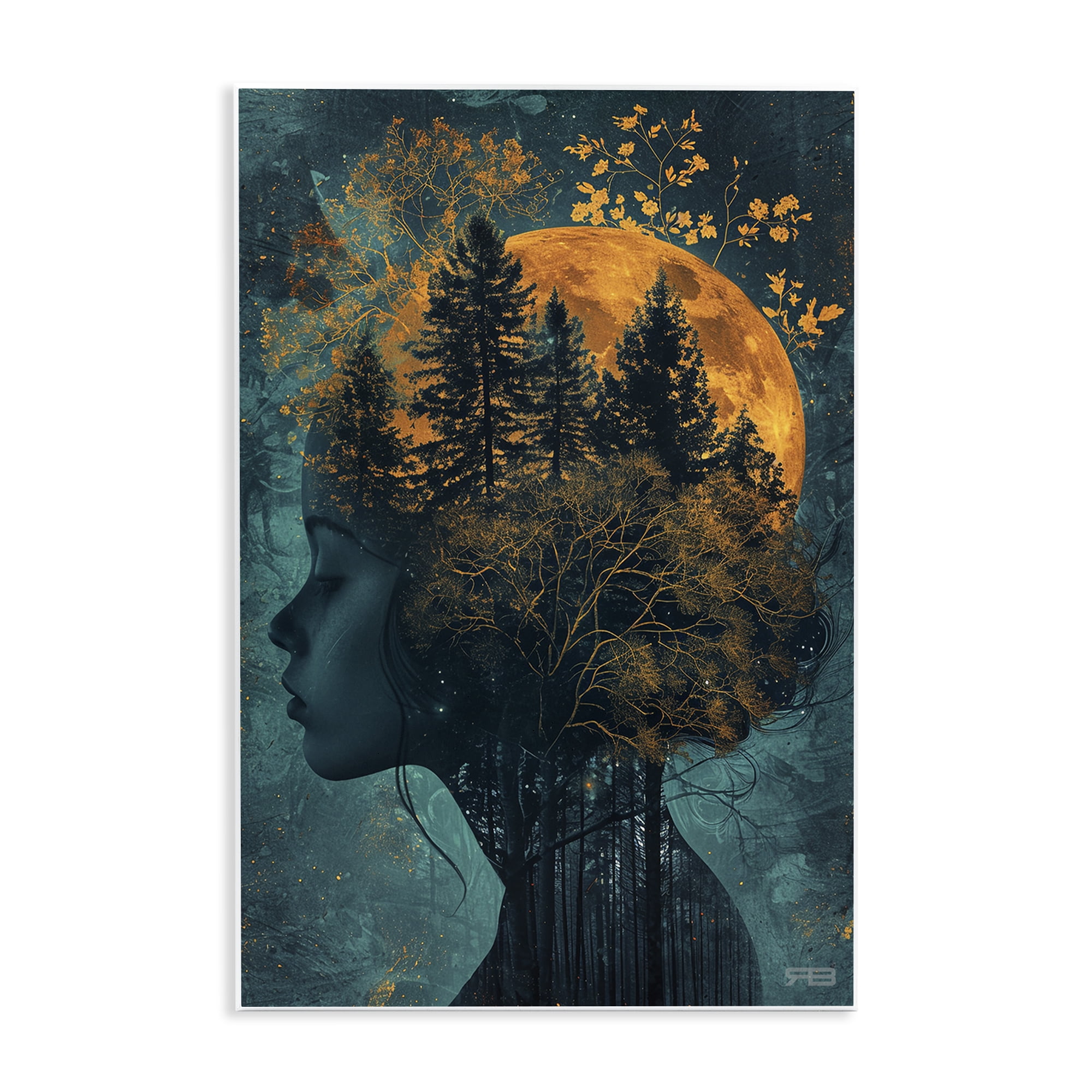 Stupell Industries Visage of Woman with Nature People Painting Unframed Art Print Wall Art, 13 x 19