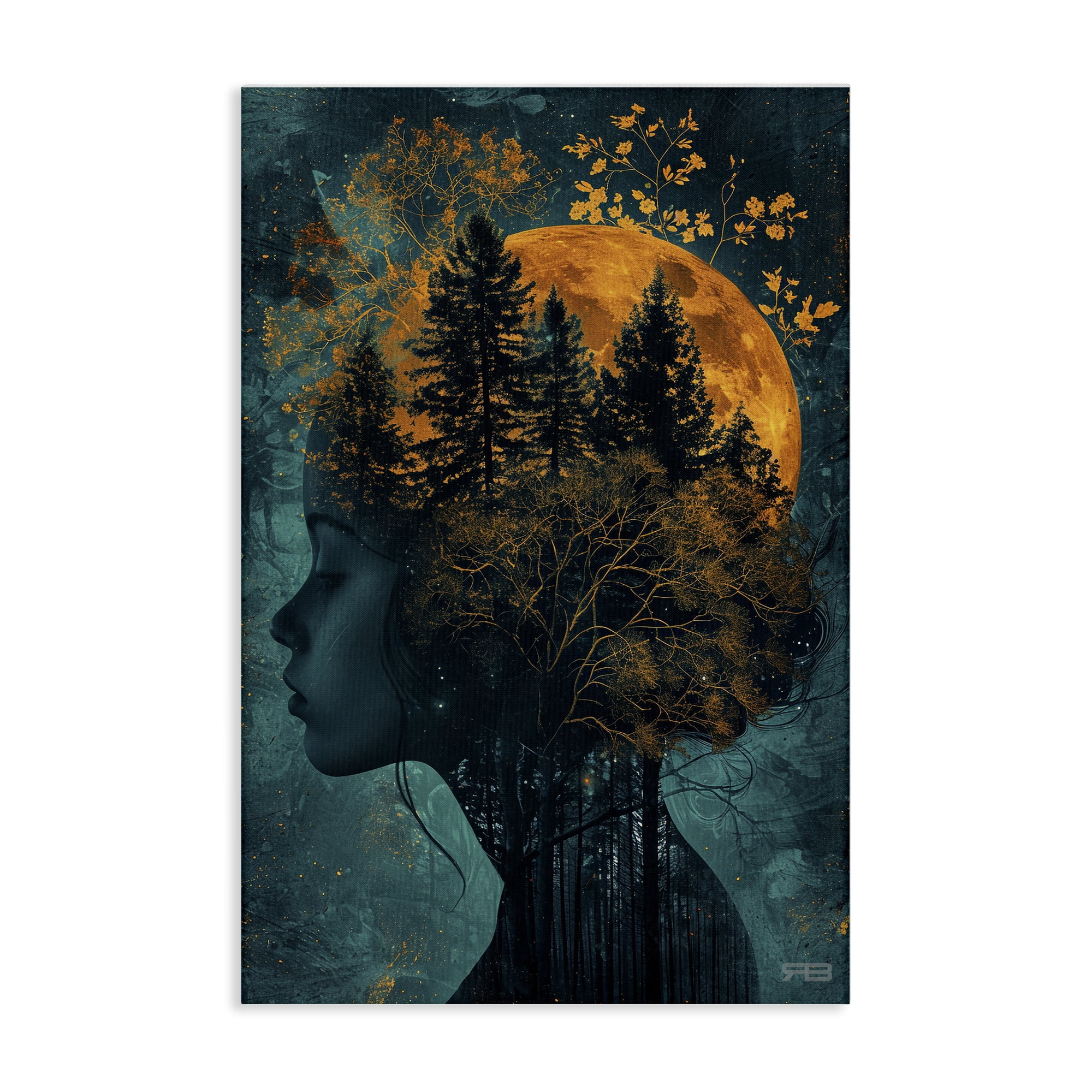 Stupell Industries Visage of Woman with Nature People Painting Wrapped Canvas Art Print Wall Art, 16 x 24