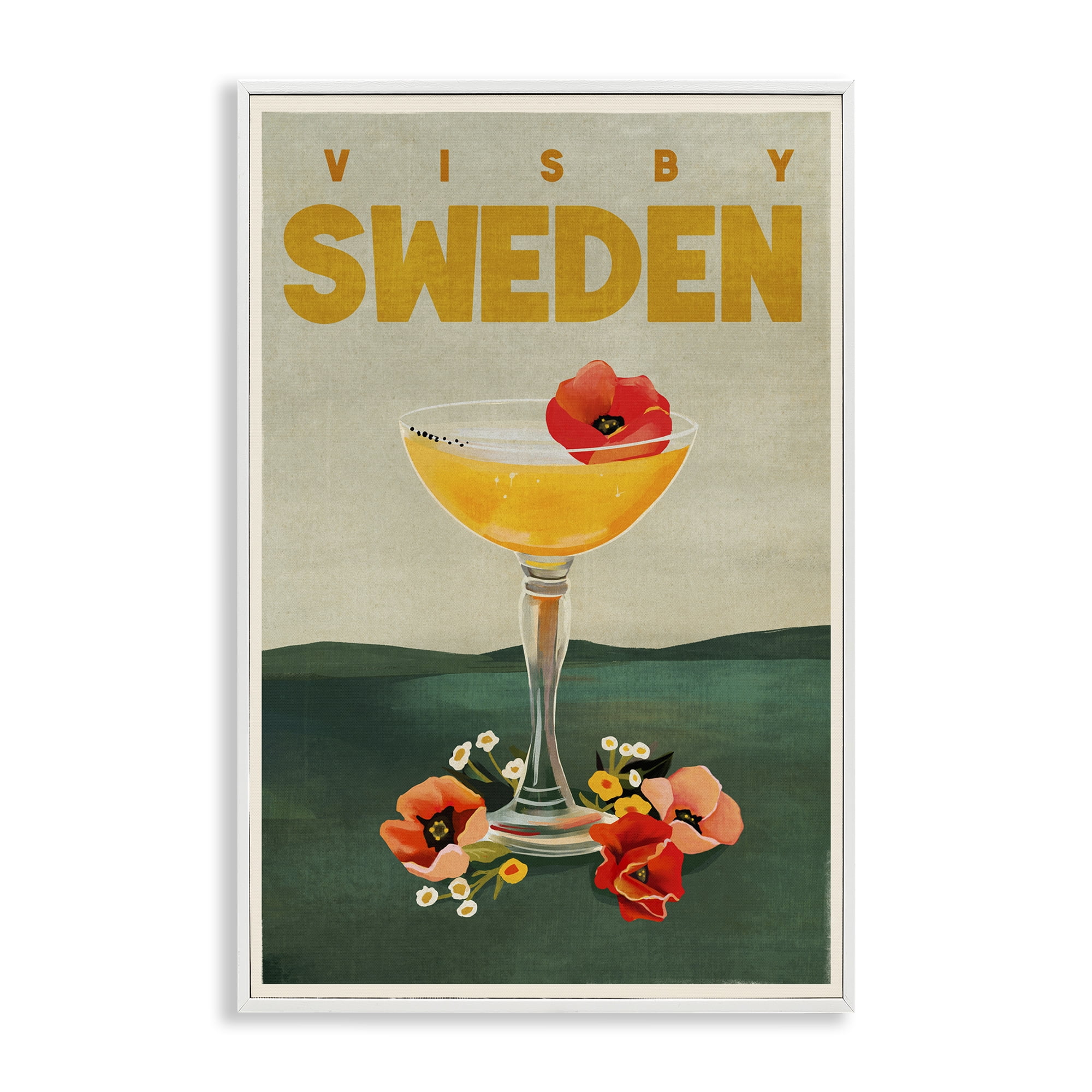 Stupell Industries Visby Sweden Cocktail Food & Beverage Painting White Framed Art Print Wall Art, 20 x 30