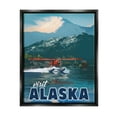 thumbnail image 1 of Stupell Industries Visit Alaska Seaplane Landing Snowy Mountain Scenery Graphic Art Jet Black Floating Framed Canvas Print Wall Art, Design by David Owens Illustration, 1 of 5