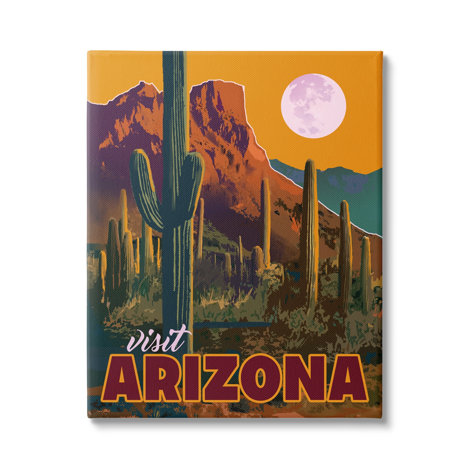 Stupell Industries Visit Arizona Brilliant Desert Sky Arid Vegetation Graphic Art Gallery Wrapped Canvas Print Wall Art, Design by David Owens Illustration