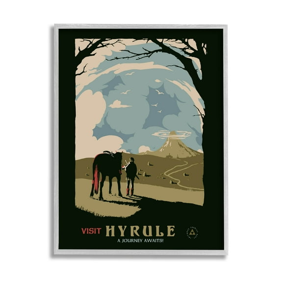 Stupell Industries Visit Hyrule Fantasy Wildlife Character Graphic Art Gray Framed Art Print Wall Art, Design by Matheus Lopes Castro