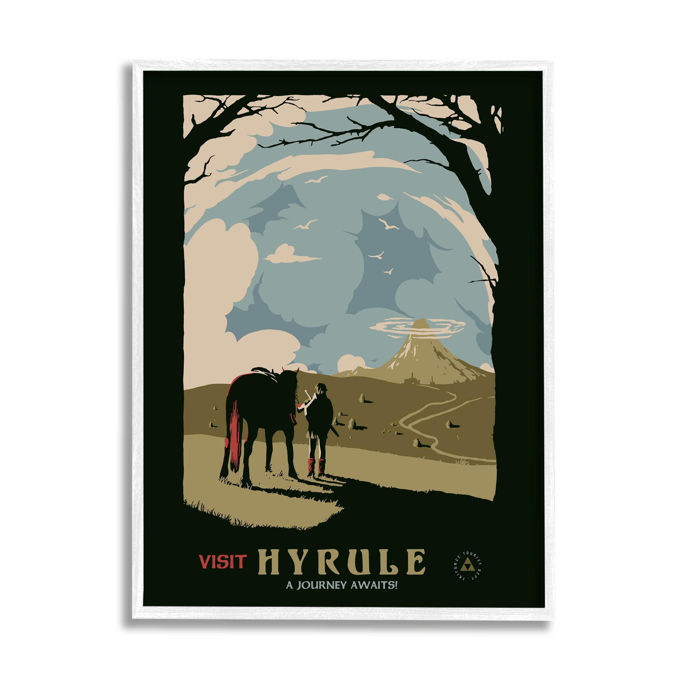 Stupell Industries Visit Hyrule Fantasy Wildlife Character Graphic Art White Framed Art Print Wall Art, Design by Matheus Lopes Castro