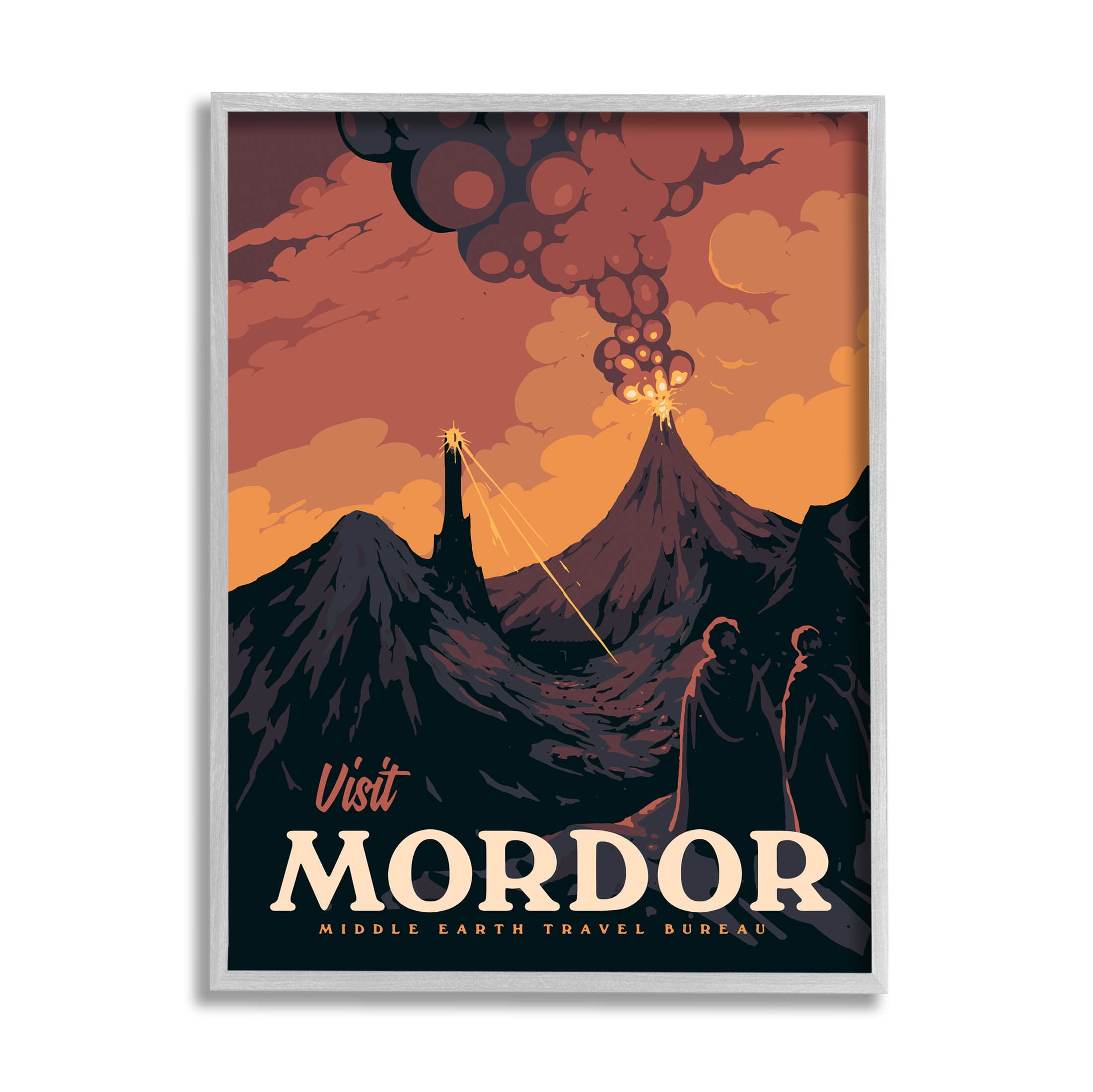 Stupell Industries Visit Mordor Volcano Fantasy Literature Graphic Art Gray Framed Art Print Wall Art, Design by Matheus Lopes Castro